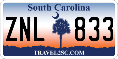 SC license plate ZNL833