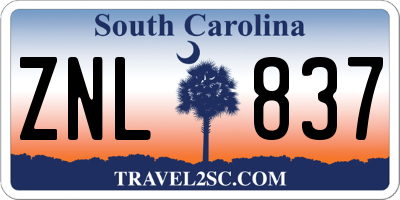 SC license plate ZNL837