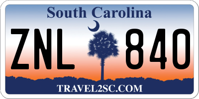 SC license plate ZNL840
