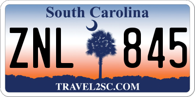 SC license plate ZNL845