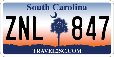 SC license plate ZNL847