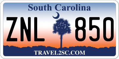 SC license plate ZNL850