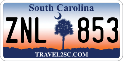 SC license plate ZNL853