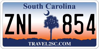 SC license plate ZNL854