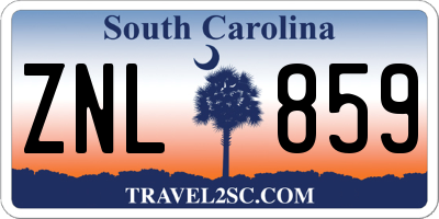 SC license plate ZNL859