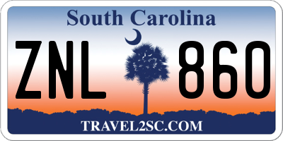 SC license plate ZNL860