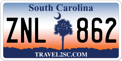SC license plate ZNL862