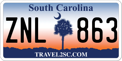 SC license plate ZNL863