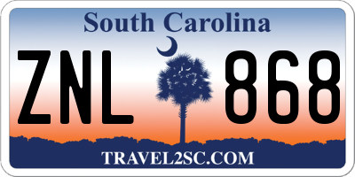 SC license plate ZNL868