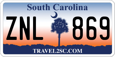 SC license plate ZNL869