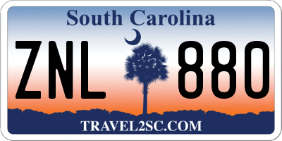 SC license plate ZNL880