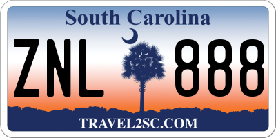 SC license plate ZNL888