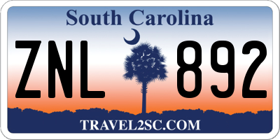SC license plate ZNL892