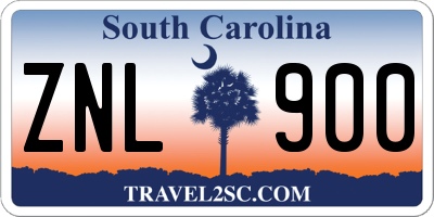 SC license plate ZNL900