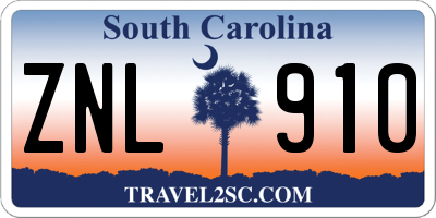 SC license plate ZNL910