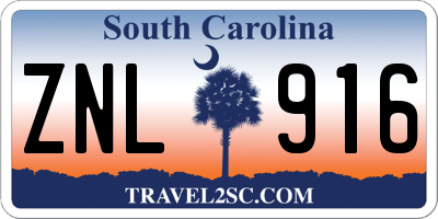 SC license plate ZNL916