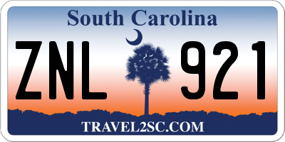 SC license plate ZNL921