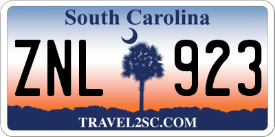 SC license plate ZNL923