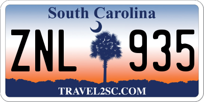 SC license plate ZNL935