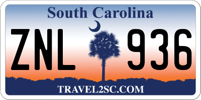 SC license plate ZNL936