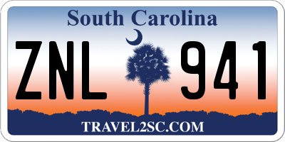 SC license plate ZNL941
