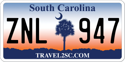 SC license plate ZNL947