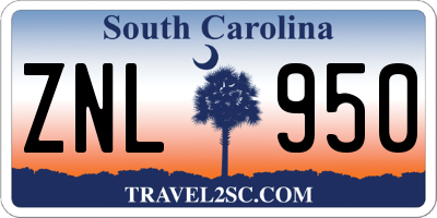 SC license plate ZNL950