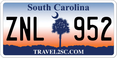 SC license plate ZNL952
