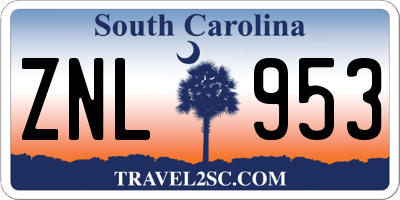 SC license plate ZNL953