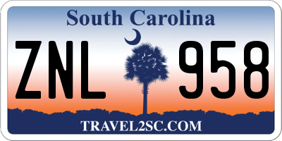 SC license plate ZNL958