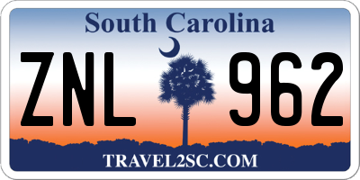 SC license plate ZNL962