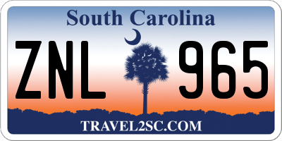 SC license plate ZNL965