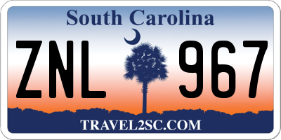 SC license plate ZNL967
