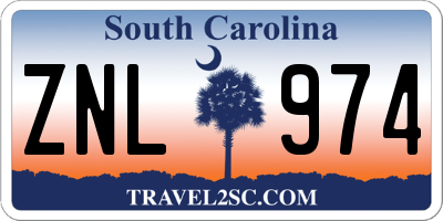 SC license plate ZNL974