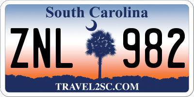 SC license plate ZNL982
