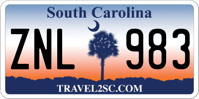 SC license plate ZNL983