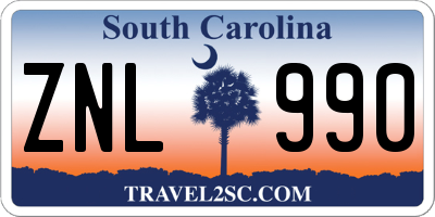 SC license plate ZNL990