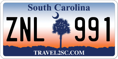 SC license plate ZNL991