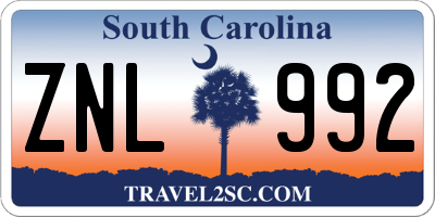 SC license plate ZNL992