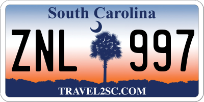 SC license plate ZNL997