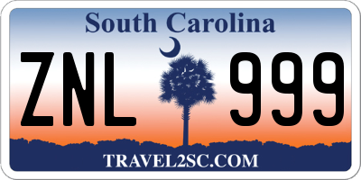 SC license plate ZNL999