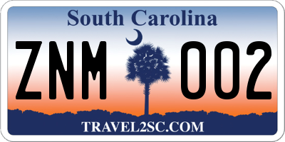 SC license plate ZNM002