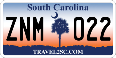 SC license plate ZNM022