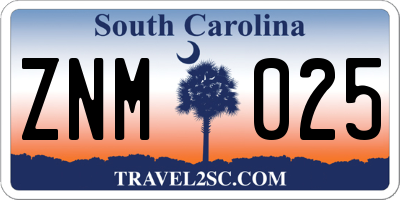 SC license plate ZNM025