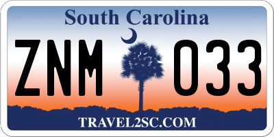 SC license plate ZNM033