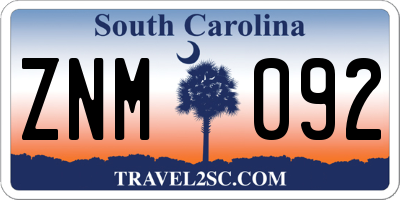 SC license plate ZNM092