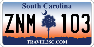 SC license plate ZNM103