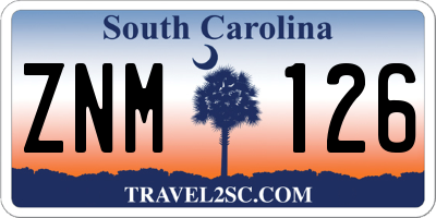 SC license plate ZNM126