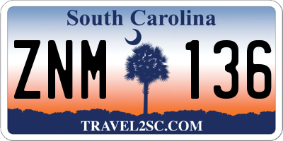 SC license plate ZNM136