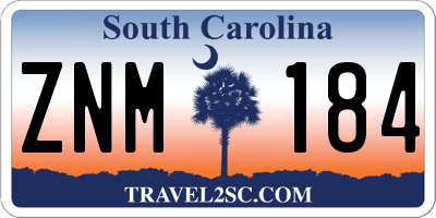 SC license plate ZNM184